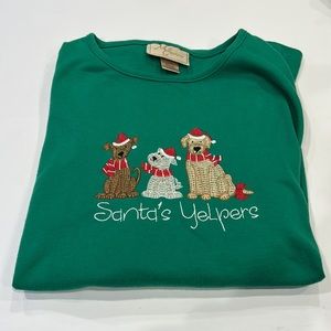 MCCC Sportswear Santa’s Yelpers Holiday Embroidered Dog Long Sleeve Top size XL